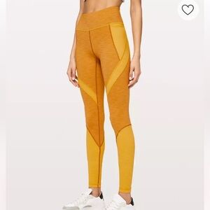 Lululemon early extension size 6 Women's High-Waisted mustard Leggings EUC!